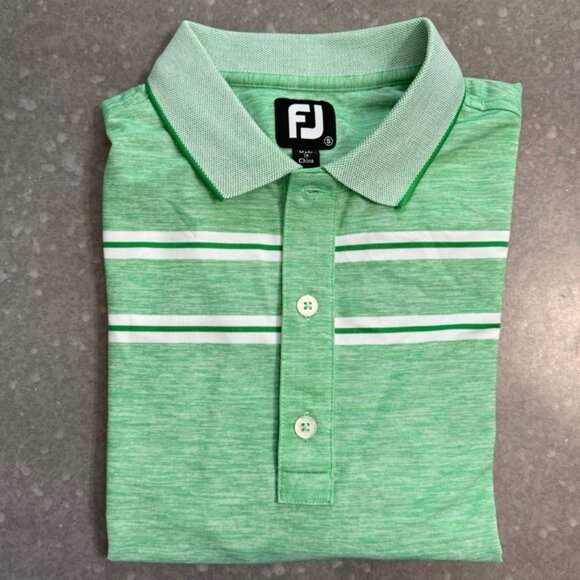 FootJoy Green Striped Performance Golf Polo - Size Small - Picture 2 of 10